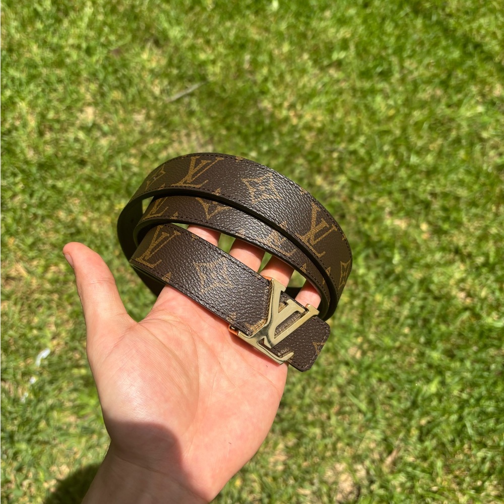 Louis Vuitton Brown Leather Belt with Woven Design